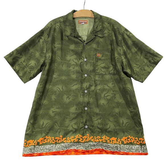Quiksilver Other - Y2K Quiksilver Button Up Shirt Flames Fire Hawaii Abstract Made in USA Sz XL